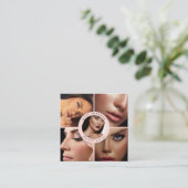 メイクアップアーティストの写真QRコードソーシャルメディアのアイコン スクエア名刺 (スタンド正面)