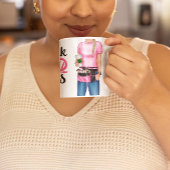 メイクアップアーティストの口紅とラテ パーソナライズされた コーヒーマグカップ