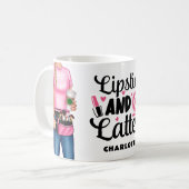 メイクアップアーティストの口紅とラテ パーソナライズされた コーヒーマグカップ (正面左)