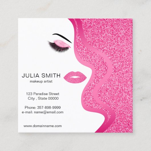 メイクアップアーティストの名刺グリッター効果 スクエア名刺 (正面)