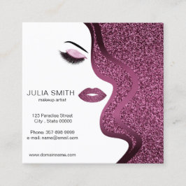 メイクアップアーティストの名刺グリッター効果 スクエア名刺