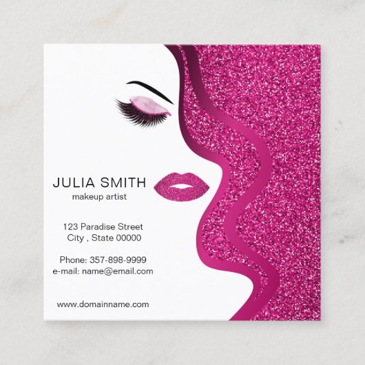 メイクアップアーティストの名刺グリッター効果 スクエア名刺 (正面)