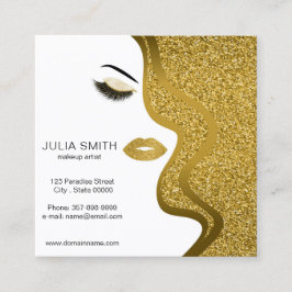 メイクアップアーティストの名刺グリッター効果 スクエア名刺