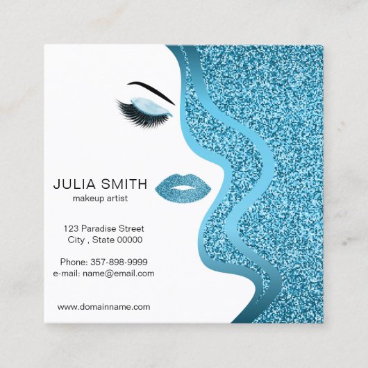 メイクアップアーティストの名刺グリッター効果 スクエア名刺 (正面)