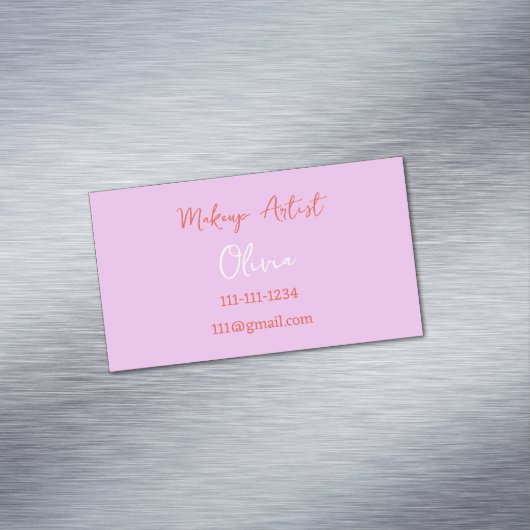メイクアップアーティストの名刺ピンクと赤 マグネット名刺 (インサイチュ)