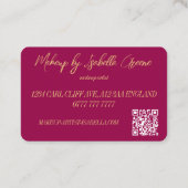 メイクアップアーティストの名刺 - ゴールドとピンク 名刺 (裏面)