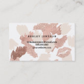 メイクアップアーティストの唇バラ金ゴールドスクリプトのブラシストローク 名刺 (裏面)