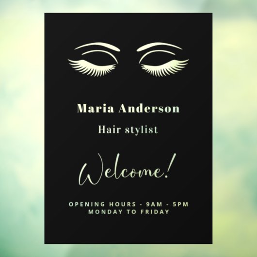 メイクアップアーティストの営業時間歓迎黒 ウィンドウサイン (シート3)