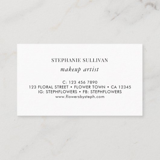 メイクアップアーティストの山花 名刺 (裏面)