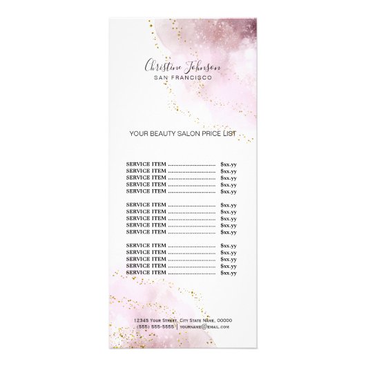 メイクアップアーティストの水彩画 |フェイクグリッター価格表 ラックカード (正面)