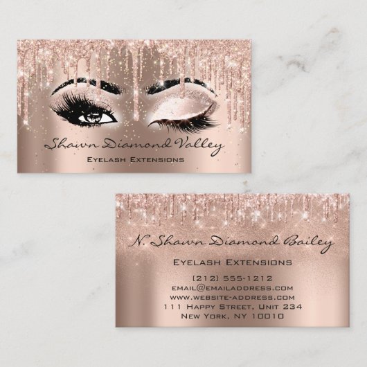 メイクアップアーティストの点滅開いた目を閉じたコンフェット 名刺 (正面/裏面)