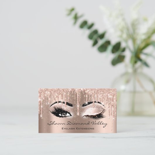 メイクアップアーティストの点滅開いた目を閉じたコンフェット 名刺 (スタンド正面)