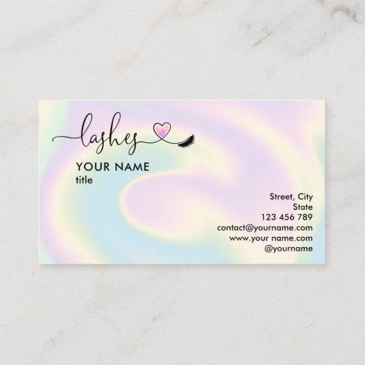 メイクアップアーティストの目がユニコーンホログラフィックを点滅 名刺 (裏面)