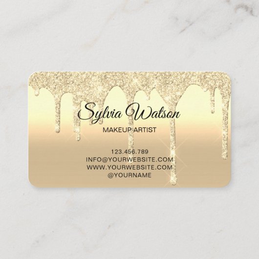 メイクアップアーティストの目を点滴するクイーン金ゴールド 名刺 (裏面)