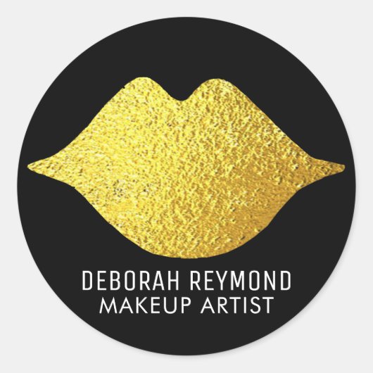 メイクアップアーティストの美しいのための黒の金ゴールド唇 ラウンドシール (正面)