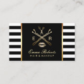 メイクアップアーティストの美容師ストライプモダン 名刺 (正面)