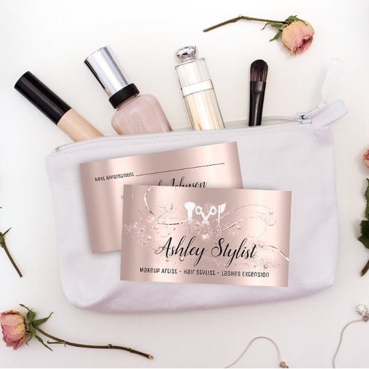 メイクアップアーティストの髪の毛のサロンラッシュロゴブロガーバラ 名刺