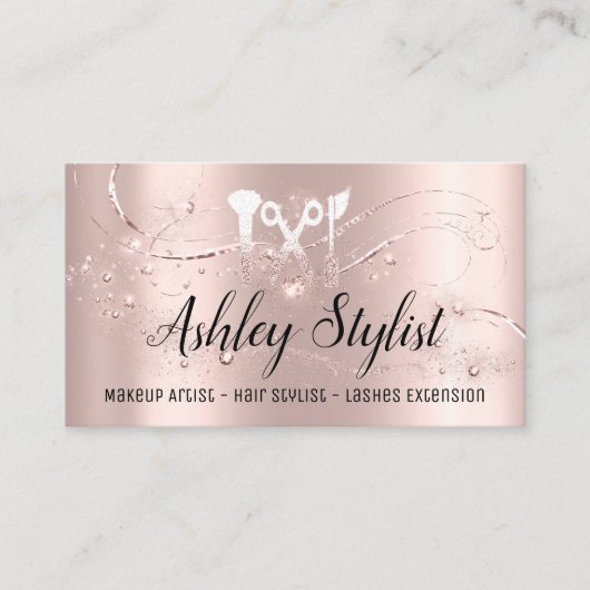 メイクアップアーティストの髪の毛のサロンラッシュロゴブロガーバラ 名刺 (正面)