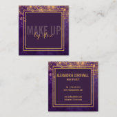 メイクアップアーティストはっきりしたの署名スクリプトのグリッター/金ゴールド スクエア名刺 (正面/裏面)