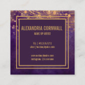 メイクアップアーティストはっきりしたの署名スクリプトのグリッター/金ゴールド スクエア名刺 (裏面)