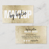 メイクアップアーティストはっきりしたの署名スクリプトシックな金ゴールドフォイル 名刺 (正面/裏面)