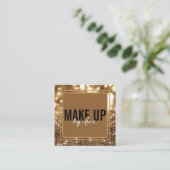 メイクアップアーティストはっきりしたの署名スクリプト金ゴールドグリッター スクエア名刺 (スタンド正面)