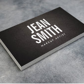 メイクアップアーティストはっきりしたタイポグラフィダークレザー 名刺