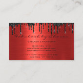 メイクアップアーティストまつげエクステンション赤ブラックドリップ 名刺 (裏面)