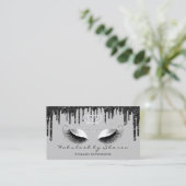 メイクアップアーティストまつげエクステンション黒ドリップス金ゴールド 名刺 (スタンド正面)