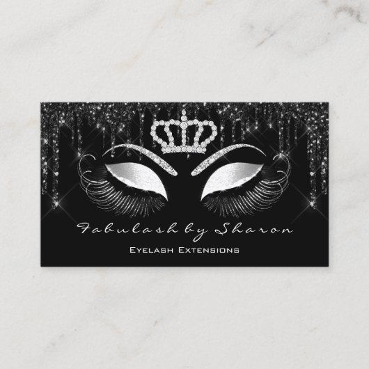 メイクアップアーティストまつげエクステンション黒ドリップス金ゴールド 名刺 (正面)
