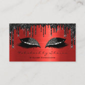 メイクアップアーティストまつげエクステンション黒ドリップレッド 名刺 (正面)