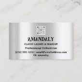 メイクアップアーティストまつげエクステンションQRロゴシルバー 名刺 (裏面)