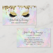 メイクアップアーティストまつげグリッタードリップス金ゴールド 名刺 (正面/裏面)