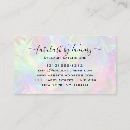 メイクアップアーティストまつげグリッタードリップス金ゴールド 名刺 (裏面)