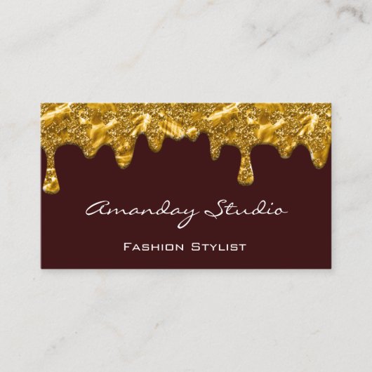 メイクアップアーティストまつげドリップブルゴーニュユニーク金ゴールド 名刺 (正面)