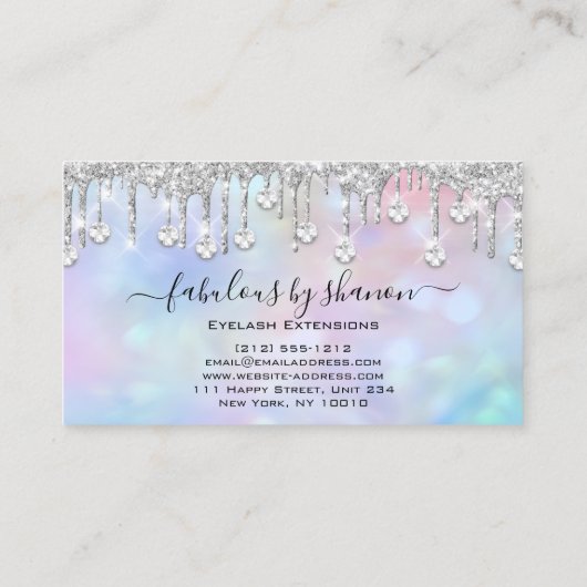 メイクアップアーティストまつげラッシュホログラフィックダイヤモンド 名刺 (裏面)