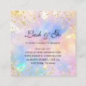 メイクアップアーティストまつ毛の延長ホログラフ金ゴールド スクエア名刺 (裏面)