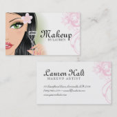 メイクアップアーティストまつ毛カーラーピンク 名刺 (正面/裏面)