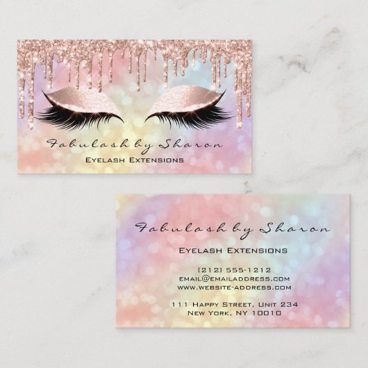 メイクアップアーティストまつ毛ドリップバラ自筆証書 名刺 (正面/裏面)