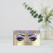 メイクアップアーティストまつ毛パープルドリップスレインボー 名刺 (スタンド正面)