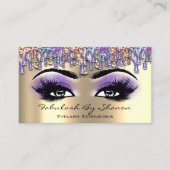 メイクアップアーティストまつ毛パープルドリップスレインボー 名刺 (正面)