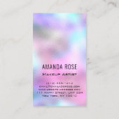 メイクアップアーティストまつ毛パープルピンクホログラフ 名刺 (裏面)