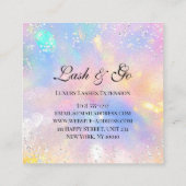 メイクアップアーティストまつ毛ホログラフシルバー スクエア名刺 (裏面)