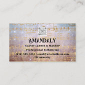 メイクアップアーティストまつ毛QRロゴ金ゴールドミュージックノート 名刺 (裏面)