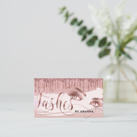 メイクアップアーティストまばたき目まばたきバラ金ゴールド 名刺 (スタンド正面)