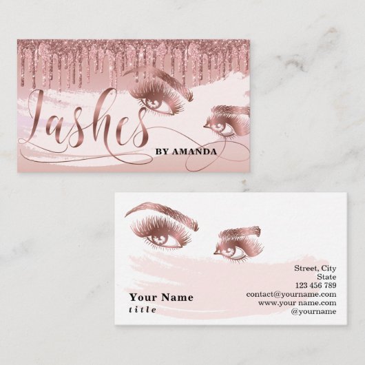 メイクアップアーティストまばたき目まばたきバラ金ゴールド 名刺 (正面/裏面)