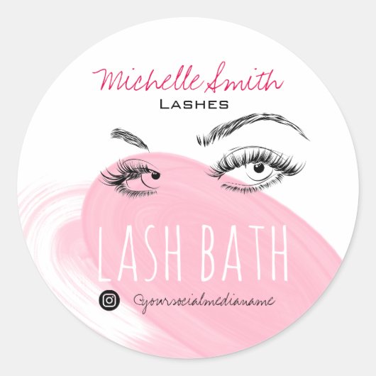 メイクアップアーティストまばゆき黒ピンクのラッシュバス ラウンドシール (正面)