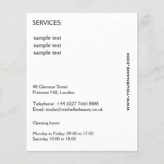 メイクアップアーティストまぶし黒白シンプル チラシ (裏面)