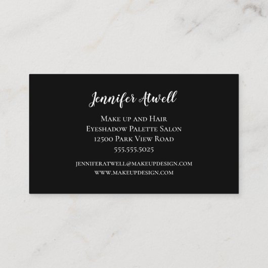 メイクアップアーティストアイシャドパレットレインボーグリッター 名刺 (裏面)