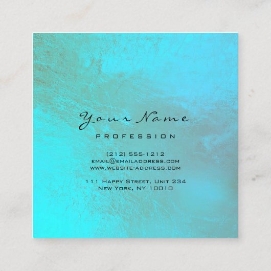 メイクアップアーティストアイズラッシュエクステンション海ブルー スクエア名刺 (裏面)